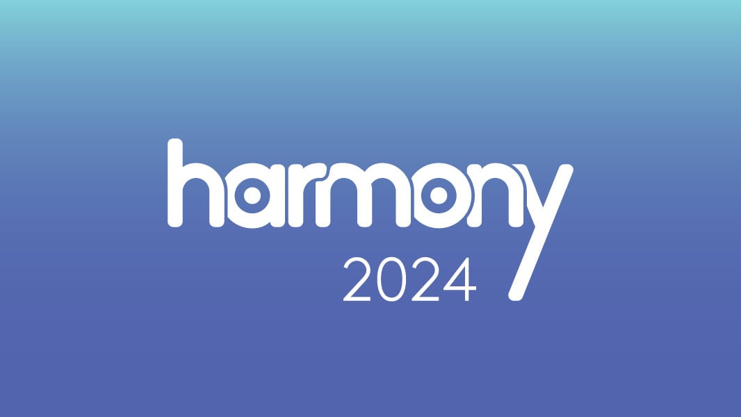 Harmony 2024 logo displayed on a gradient background for portfolio showcase.
